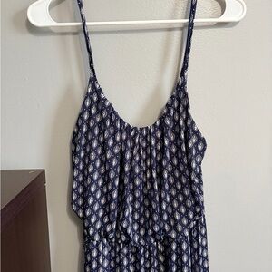 Kaileigh Navy and White Patterned Jumpsuit